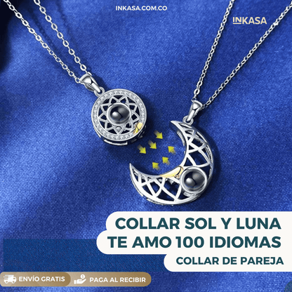 Collar Sol Y Luna Te Amo 100 Idiomas Collar Para Pareja
