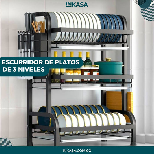 Escurridor de platos de 3 niveles