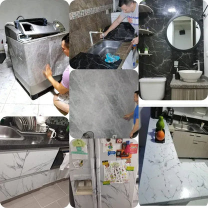 PAPEL STICKER DE MARMOL: protege y modifica el aspecto de tu cocina en una PREMIUM😎🏡